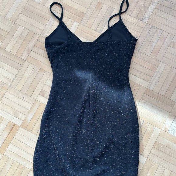 Poison Ivy Bodycon Shimmer Dress Black- Small - Picture 2 of 5